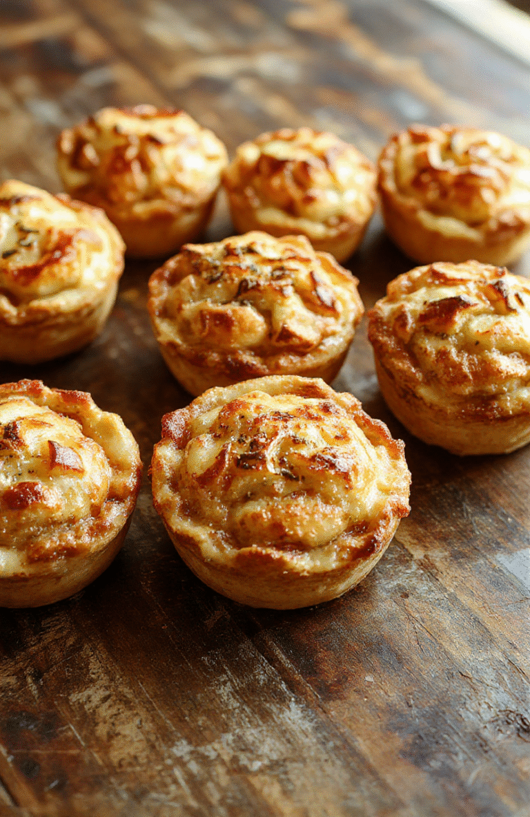 A vibrant plate of mini apple pies with golden-brown crusts, topped with a dusting of powdered sugar and a drizzle of caramel sauce, arranged on a rustic wooden table with fresh apple slices and cinnamon sticks in the background, capturing a warm and inviting dessert scene.