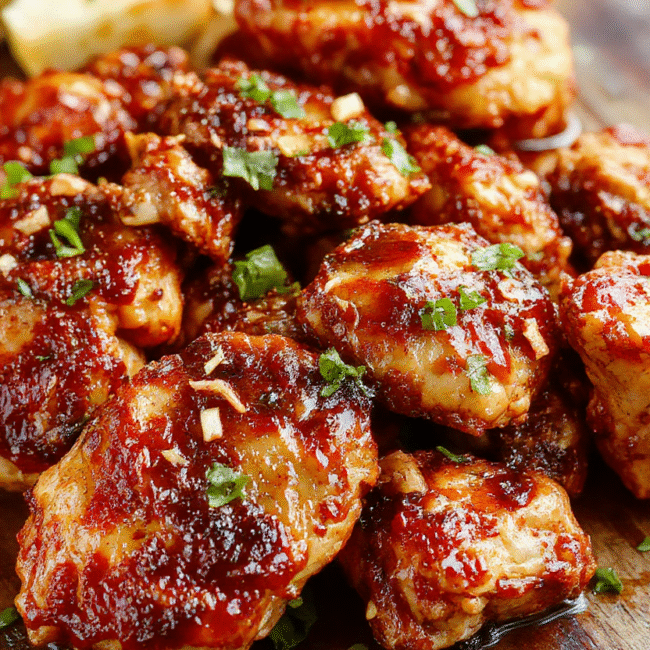 A vibrant plate of spicy firecracker chicken featuring crispy golden-brown chicken bites coated in a glossy red and orange fiery sauce, garnished with chopped green onions and red chili flakes, styled simply on a rustic white plate with fresh herbs and sesame seeds, with a colorful background that highlights the bold flavors and textures.