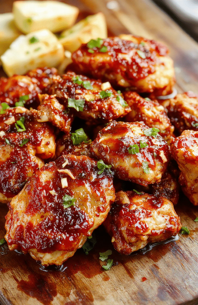 A vibrant plate of spicy firecracker chicken featuring crispy golden-brown chicken bites coated in a glossy red and orange fiery sauce, garnished with chopped green onions and red chili flakes, styled simply on a rustic white plate with fresh herbs and sesame seeds, with a colorful background that highlights the bold flavors and textures.