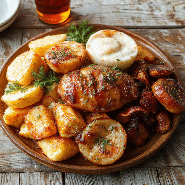 A beautifully arranged Thanksgiving feast spread on a rustic wooden table, featuring golden roasted turkey, seasonal vegetables, gravy, and cranberry sauce, with warm ambient lighting highlighting the vibrant colors and textures of each dish, styled for a cozy holiday setting.