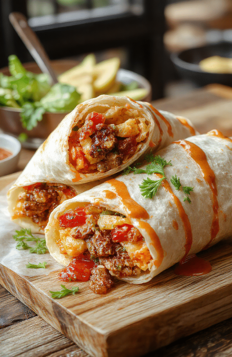 Colorful BLT wraps on a white plate, layered with crispy bacon, fresh green lettuce, ripe tomato slices, all wrapped in a soft tortilla, arranged neatly with a background of a rustic wooden table and natural daylight highlighting textures.