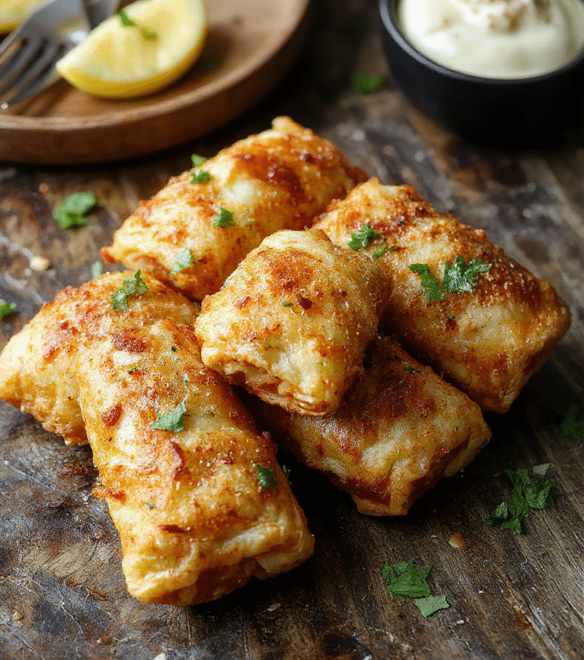 Colorful crispy southwest egg rolls on a white plate, filled with vibrant corn, black beans, seasoned chicken, and melted cheese, garnished with fresh cilantro and sliced jalapenos, styled simply on a rustic wooden table.
