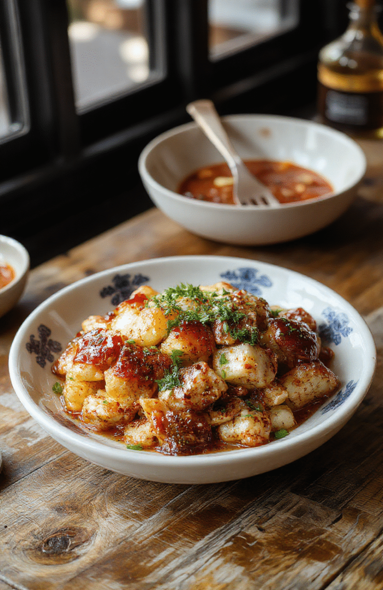A vibrant Asian chicken crunch salad plated beautifully, featuring shredded grilled chicken, crunchy vegetables, sesame seeds, and colorful bell peppers on a white ceramic dish, with a drizzle of tangy dressing, styled with fresh herbs and arranged to highlight textures and fresh ingredients.