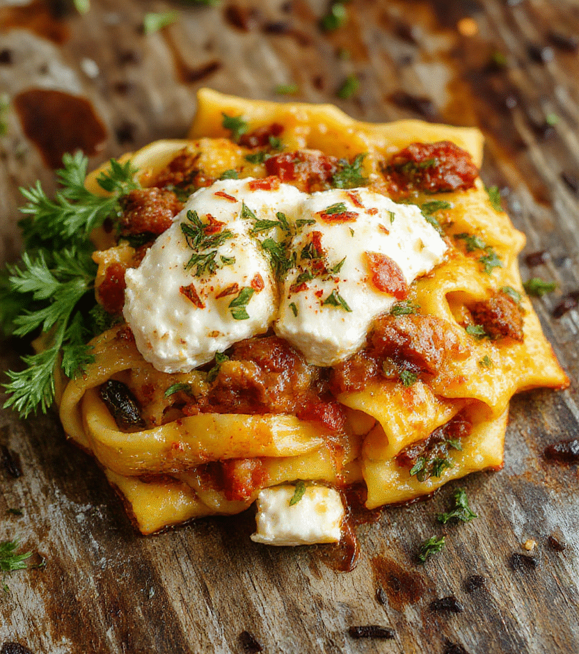 A vibrant plate of baked feta and veggie pasta showcasing colorful cherry tomatoes, leafy greens, and crumbled feta cheese. The dish is beautifully plated with a rustic wooden background, highlighting the creamy sauce and fresh ingredients, styled casually for an inviting, homemade look.