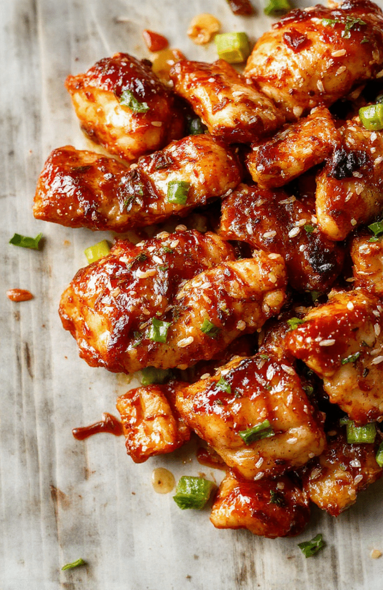 A vibrant plate of sesame chicken featuring golden-brown crispy chicken pieces topped with shiny sesame seeds, served with colorful vegetables and a glossy sauce, arranged on a clean white plate with a neutral background, styled simply for an inviting and mouthwatering presentation.