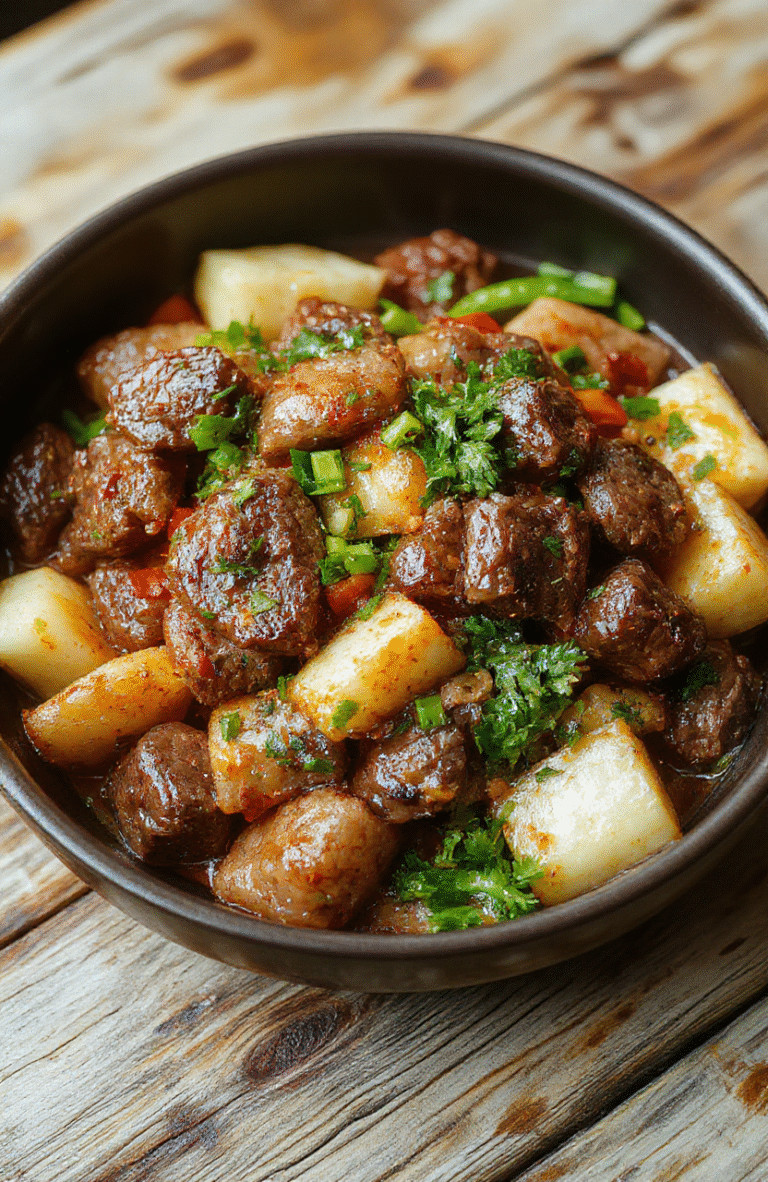 A vibrant beef stir fry dish featuring tender slices of beef coated in a glossy sauce, colorful bell peppers, broccoli, and carrots arranged on a white plate, garnished with sesame seeds, styled simply on a wooden table with natural lighting highlighting the textures and colors.