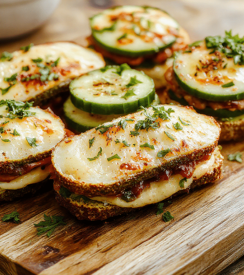 A close-up of vibrant cucumber sandwiches with thinly sliced cucumbers layered between soft bread slices, topped with fresh herbs and a light spread, displayed on a rustic wooden platter with a clean, inviting background. The sandwiches are neatly arranged, emphasizing their crisp texture and refreshing appearance.