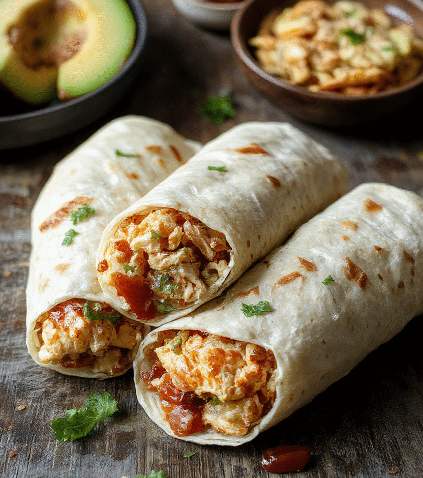 Colorful sweet chili chicken wraps arranged on a white plate, featuring glazed crispy chicken strips with vibrant red chili sauce, fresh green lettuce, and soft tortillas, styled simply with natural lighting highlighting the glossy sauce and textures.
