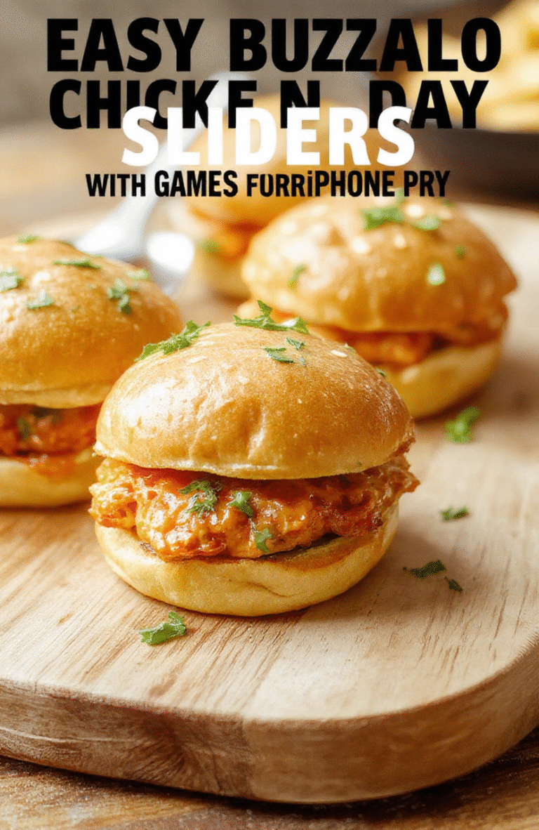 Three mini buffalo chicken sliders on a soft pretzel-style slider bun, glazed with glossy red buffalo sauce, topped with crumbled blue cheese and chopped celery, served on a rustic wood board with a side of ranch dip in a tiny white bowl.