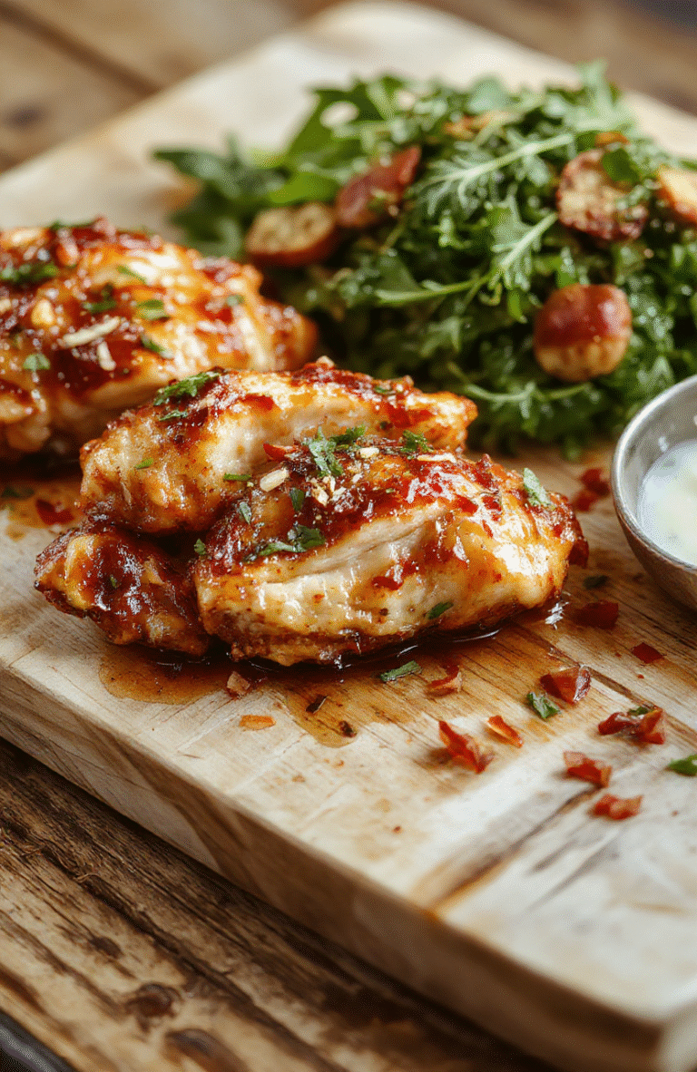 Golden-brown honey pepper chicken pieces glistening with sticky glaze, nestled on a rustic wooden board with sliced jalapeños, fresh cilantro, and cracked black pepper, surrounded by honey dripping from a wooden spoon and chili flakes scattered artfully.